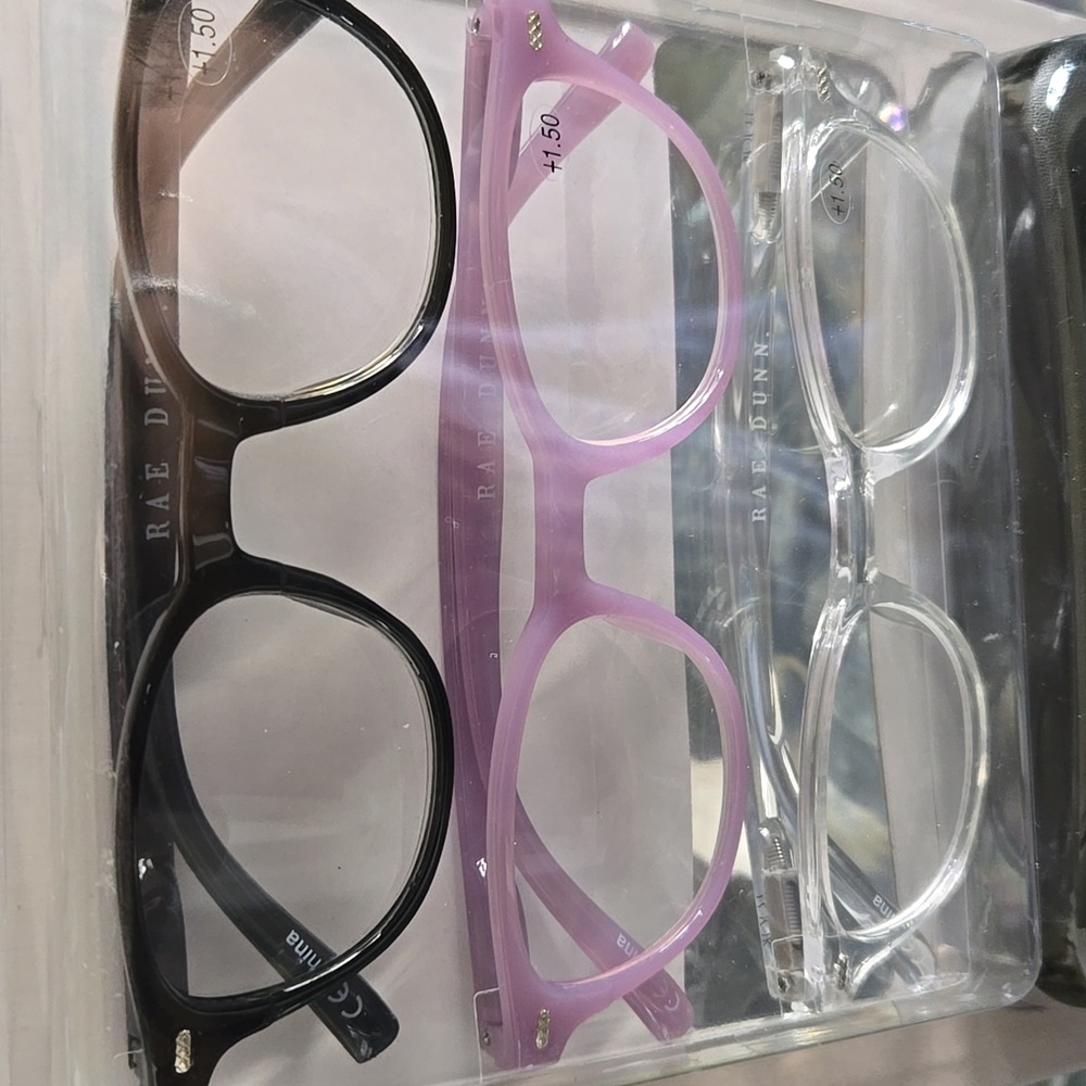 Rae Dunn 3 PAIR Set Premium Reading Glasses & Case LOOK CLOSELY +1.50 +2.00 NWT - Picture 2 of 7